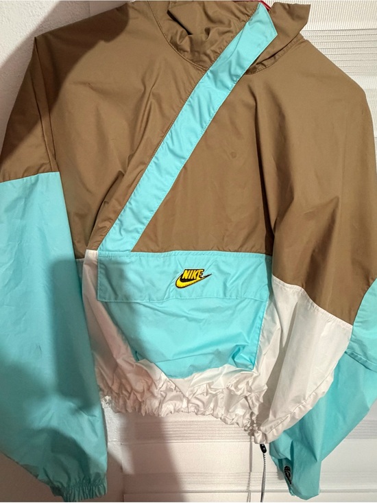 Nike Jackets & Blazers - Nike Kids Colorblock Rain Jacket in Brown, Turquoise & White